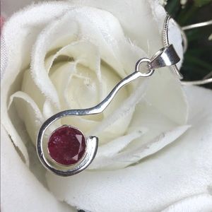 New! 925 stamped sterling silver/ruby necklace